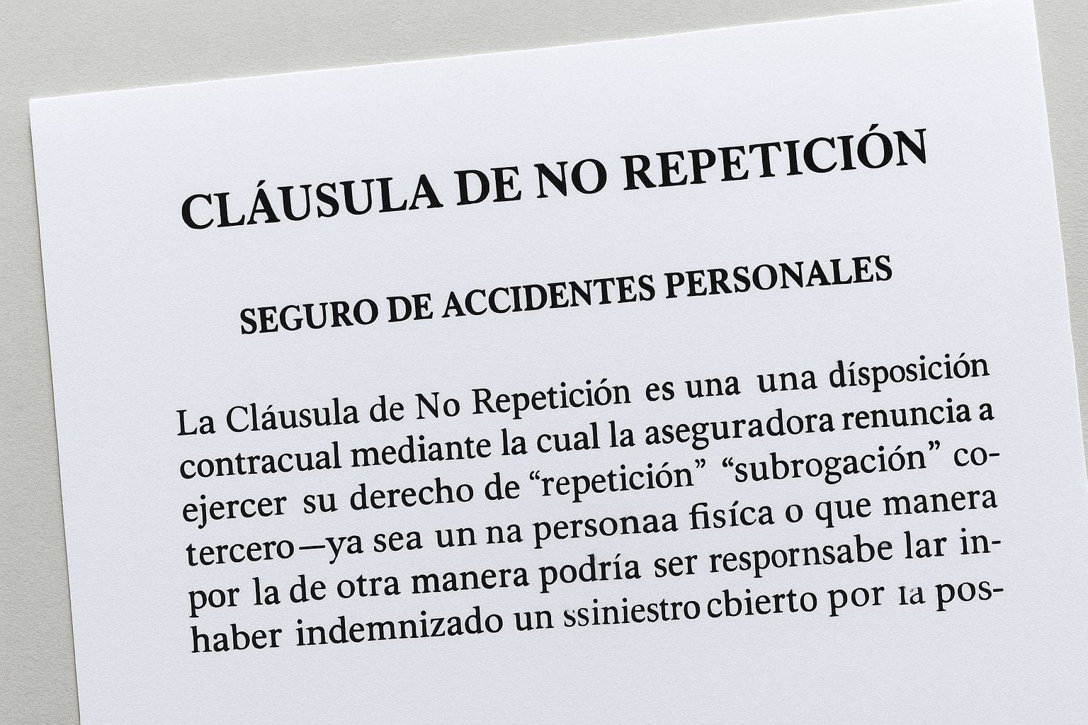 CLÁUSULA DE NO REPETICIÓN